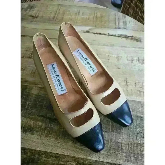 Vintage Adriana V. Campanile Leather Heels Made In Italy Size 7/38 - Picture 1 of 16